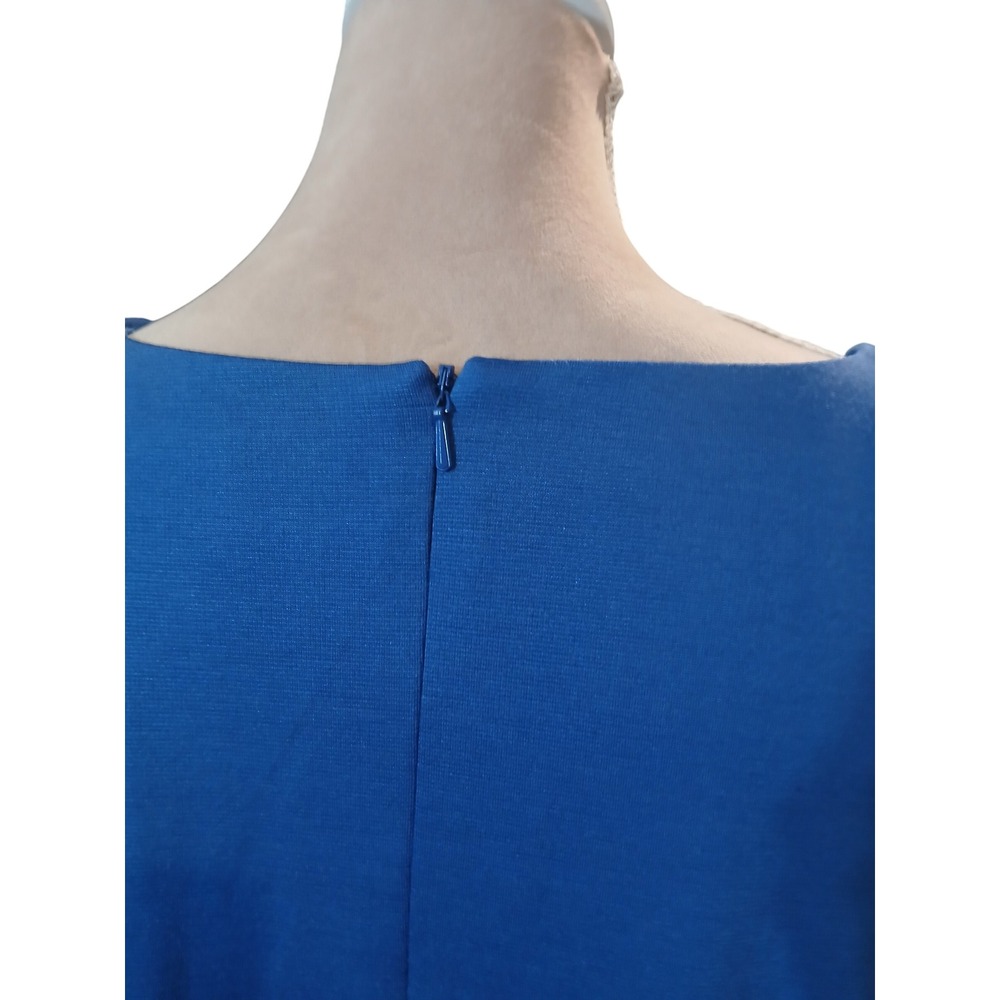 MBN 3x Blue Fit and Flare Dress Short Sleeve Pleated Skirt Plus Modest - Picture 6 of 12